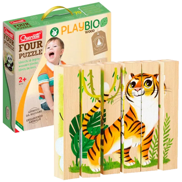 Puzzle Quercetti Play Bio 4 PUZZLES ENDANGERED ANIMALS 1+/ Количество деталей: 6 photo 2