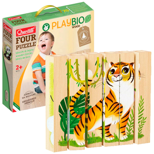 Puzzle Quercetti Play Bio 4 PUZZLES ENDANGERED ANIMALS 1+/ Количество деталей: 6 photo 2