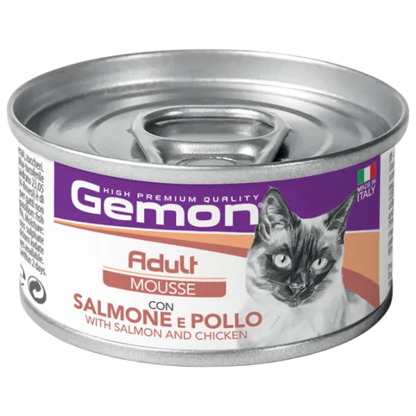 Корм для кошек влажный Monge Gemon Cat Mousse M30101 0.085 г / Лосось, курица photo 1 Корм для кошек влажный Monge Gemon Cat Mousse M30101 0.085 г / Лосось, курица photo 1