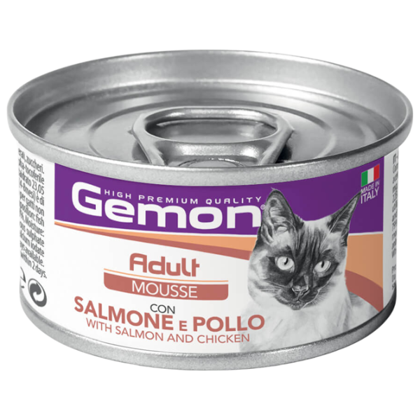 Корм для кошек влажный Monge Gemon Cat Mousse M30101 0.085 г / Лосось, курица photo 1 Корм для кошек влажный Monge Gemon Cat Mousse M30101 0.085 г / Лосось, курица photo 1