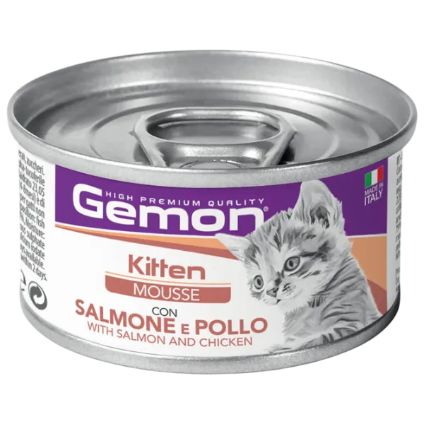 Корм для кошек влажный Monge Gemon Cat Mousse M30100 0.085 кг / Лосось, курица photo 1 Корм для кошек влажный Monge Gemon Cat Mousse M30100 0.085 кг / Лосось, курица photo 1