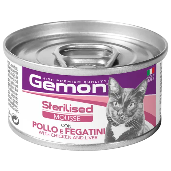 Корм для кошек влажный Monge Gemon Cat Mousse M30103 0.085 кг / Курица, печень photo 1 Корм для кошек влажный Monge Gemon Cat Mousse M30103 0.085 кг / Курица, печень photo 1