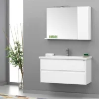 Dulap cu oglindă Orka Duden 100 16050 65 x 98 x 18/ MDF/ Alb photo 2