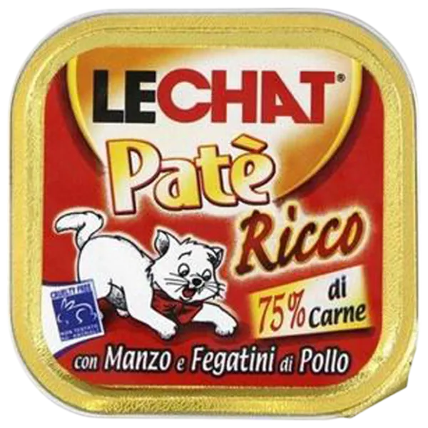 Корм для кошек влажный Monge LeChat Ricco Pate M00821 0.1 кг / Говядина, печень photo 1 Корм для кошек влажный Monge LeChat Ricco Pate M00821 0.1 кг / Говядина, печень photo 1