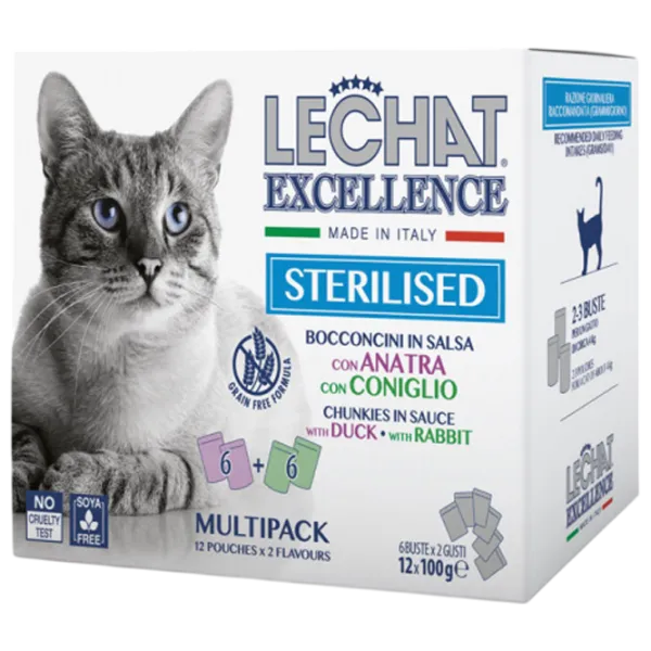 Hrană pentru pisici umedă Monge LeChat Excellence Multibox M01756 0.1 kg / Iepure, rață photo 1 Hrană pentru pisici umedă Monge LeChat Excellence Multibox M01756 0.1 kg / Iepure, rață photo 1