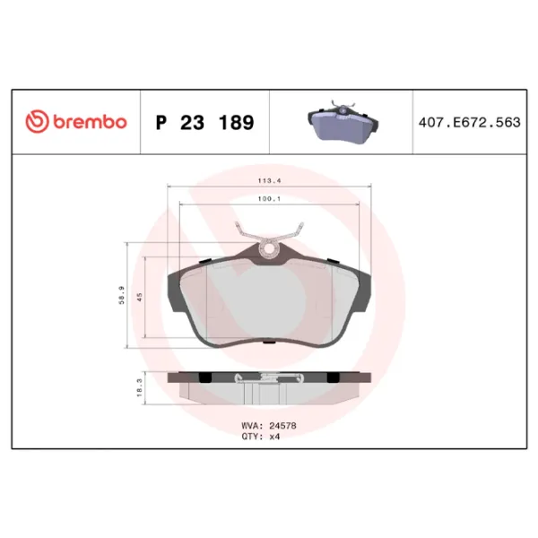 Тормозные колодки Brembo P 23 189 Задние photo 4 Тормозные колодки Brembo P 23 189 Задние photo 4