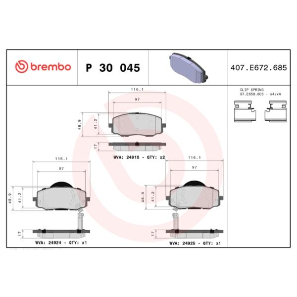 Тормозные колодки Brembo P 30 045 Передние photo 4 Тормозные колодки Brembo P 30 045 Передние photo 4