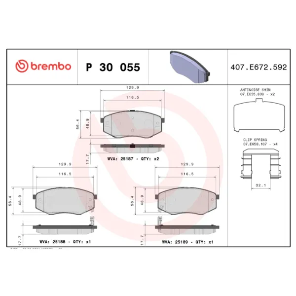 Тормозные колодки Brembo P 30 055 Передние photo 4