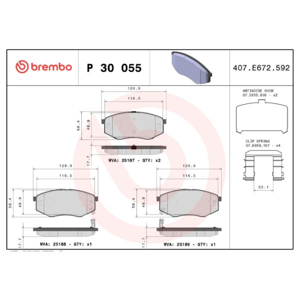 Тормозные колодки Brembo P 30 055 Передние photo 4