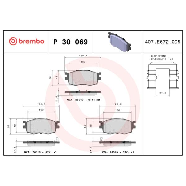 Тормозные колодки Brembo P 30 069 Передние photo 4 Тормозные колодки Brembo P 30 069 Передние photo 4