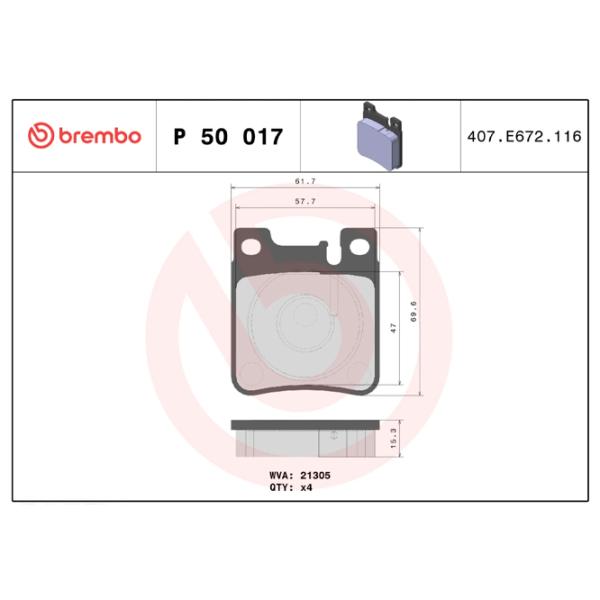 Тормозные колодки Brembo P 50 017 Задние photo 4 Тормозные колодки Brembo P 50 017 Задние photo 4