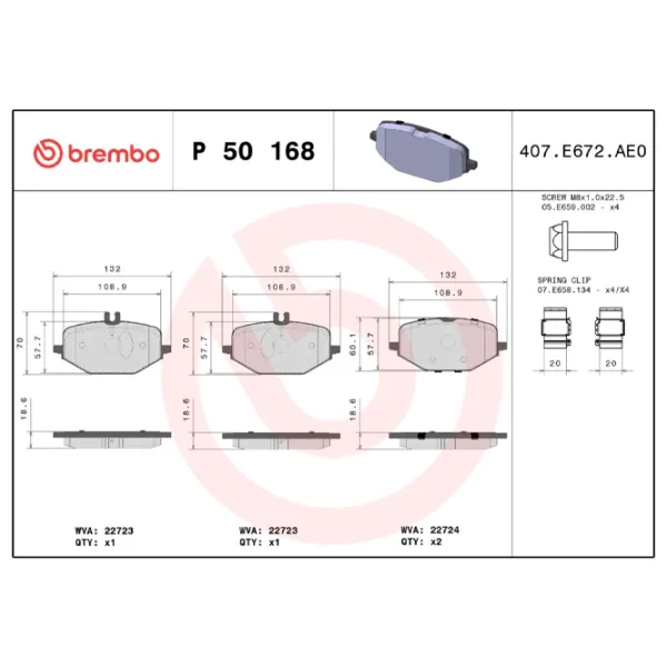 Тормозные колодки Brembo P 50 168 Задние photo 3 Тормозные колодки Brembo P 50 168 Задние photo 3