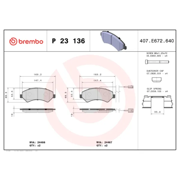 Тормозные колодки Brembo P 23 136 Передние photo 4 Тормозные колодки Brembo P 23 136 Передние photo 4