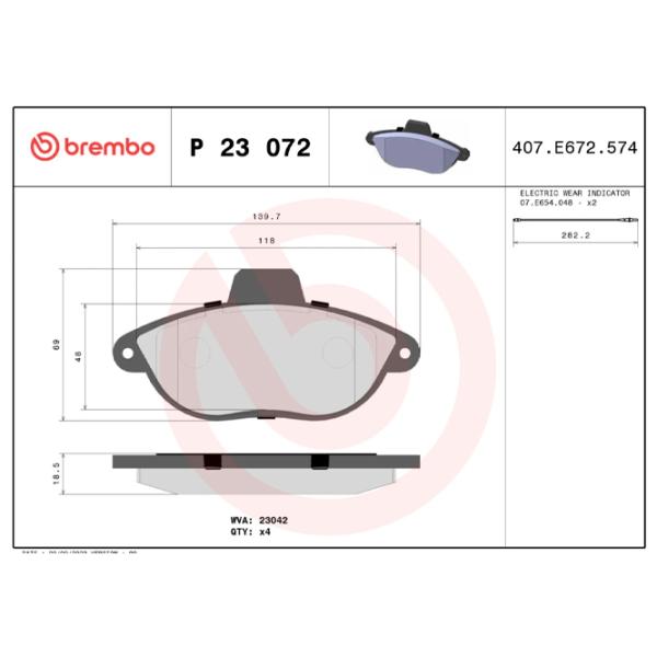 Тормозные колодки Brembo P 23 072 Передние photo 4 Тормозные колодки Brembo P 23 072 Передние photo 4