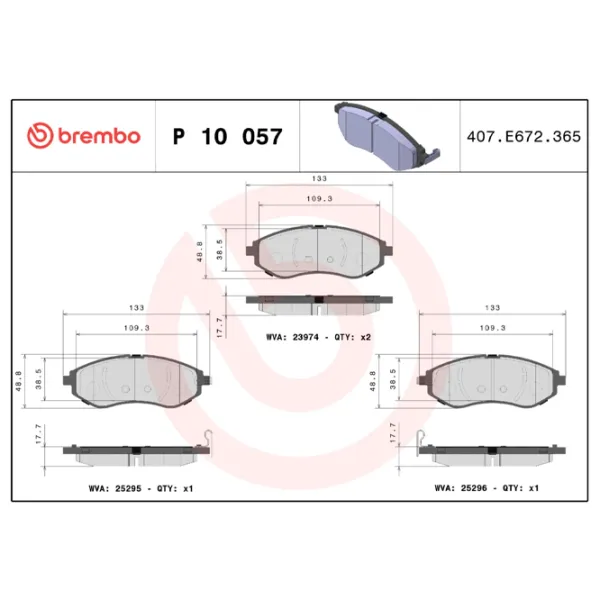 Тормозные колодки Brembo P 10 057 Передние photo 4 Тормозные колодки Brembo P 10 057 Передние photo 4