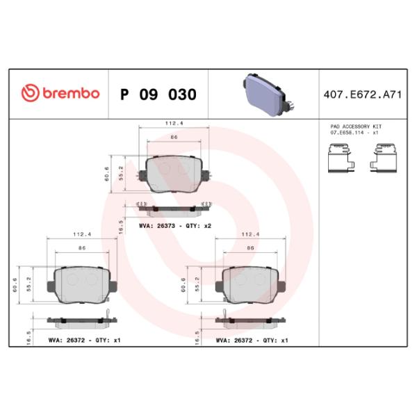 Тормозные колодки Brembo P 09 030 Задние photo 3 Тормозные колодки Brembo P 09 030 Задние photo 3