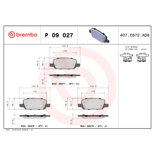 Тормозные колодки Brembo P 09 027 Задние photo 2
