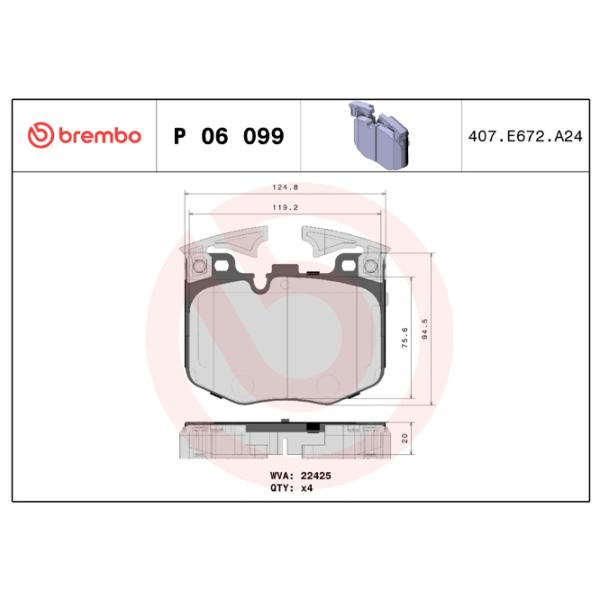 Тормозные колодки Brembo P 06 099 Передние photo 2