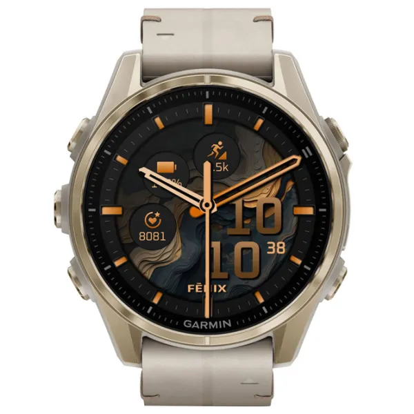 Ceas inteligent Garmin Fenix 8 1.3"/ 43 mm/ Gold - Foggy gray/ 010-02903-40 photo 3