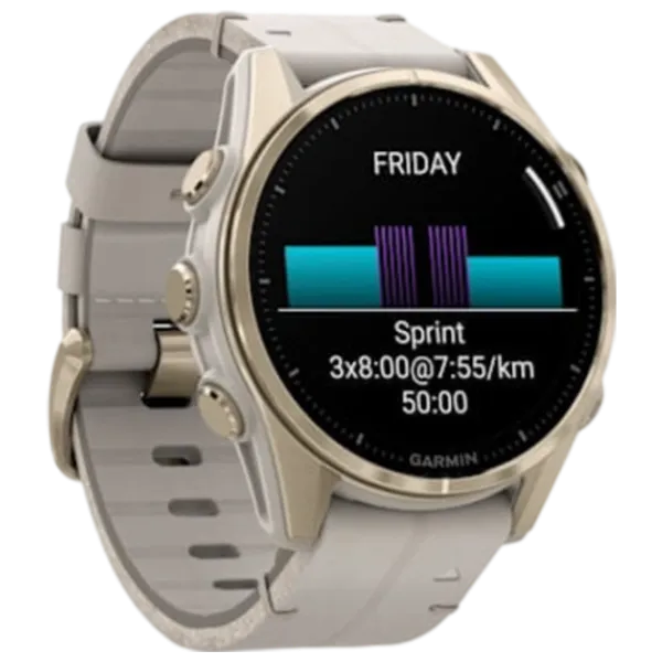 Ceas inteligent Garmin Fenix 8 1.3"/ 43 mm/ Gold - Foggy gray/ 010-02903-40 photo 4