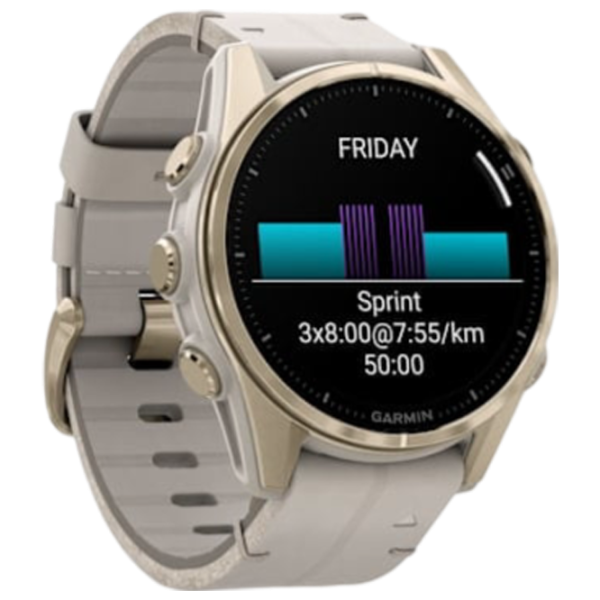 Ceas inteligent Garmin Fenix 8 1.3"/ 43 mm/ Gold - Foggy gray/ 010-02903-40 photo 4