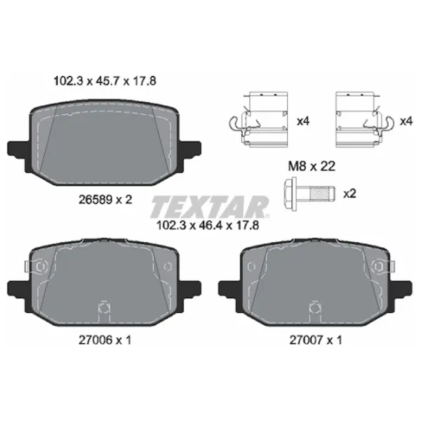 Тормозные колодки Textar 2658901 Задние photo 2 Тормозные колодки Textar 2658901 Задние photo 2