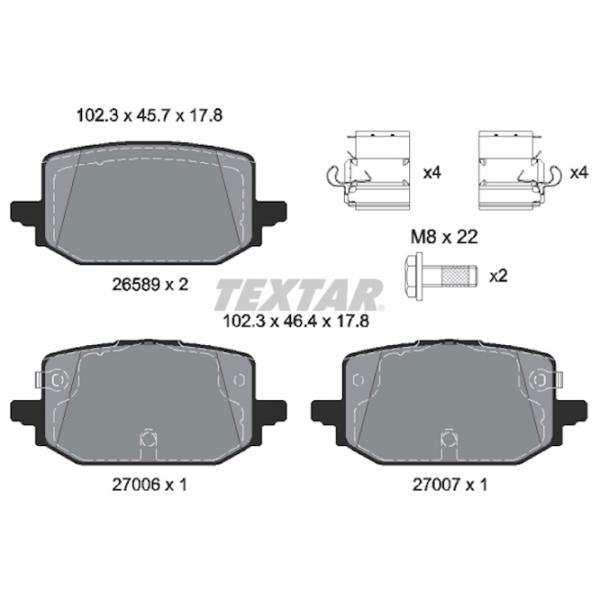 Тормозные колодки Textar 2658901 Задние photo 2 Тормозные колодки Textar 2658901 Задние photo 2