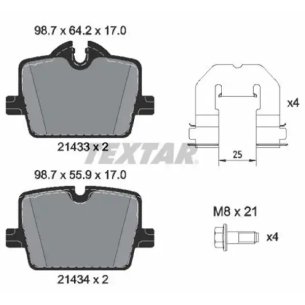 Тормозные колодки Textar 2143301 Задние photo 2 Тормозные колодки Textar 2143301 Задние photo 2