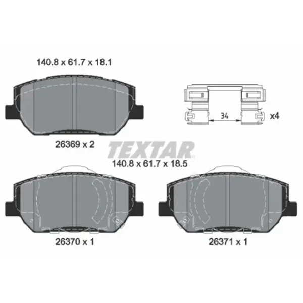 Тормозные колодки Textar 2636901 Передние photo 2 Тормозные колодки Textar 2636901 Передние photo 2