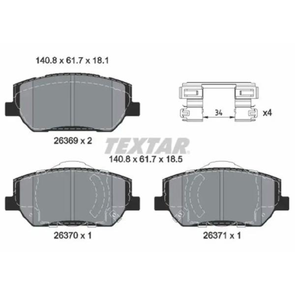 Тормозные колодки Textar 2636901 Передние photo 2 Тормозные колодки Textar 2636901 Передние photo 2