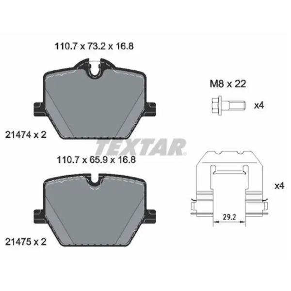 Тормозные колодки Textar 2147401 Задние photo 2 Тормозные колодки Textar 2147401 Задние photo 2