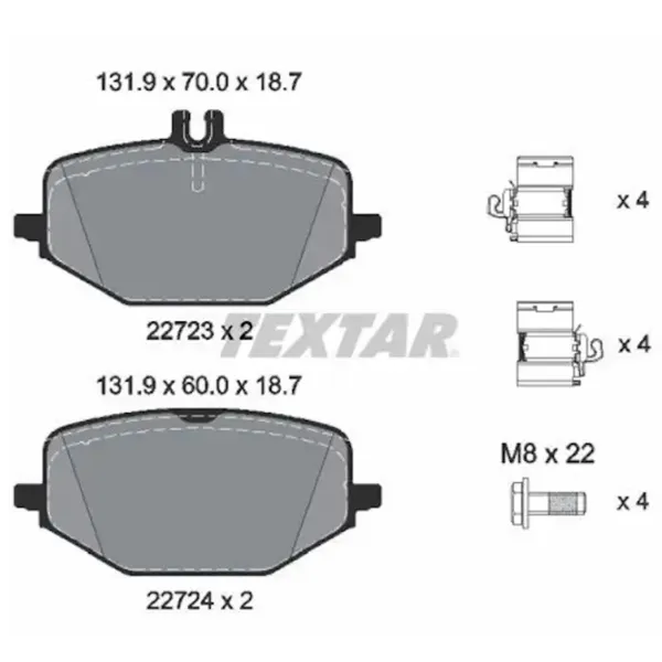 Тормозные колодки Textar 2272303 Задние photo 2 Тормозные колодки Textar 2272303 Задние photo 2