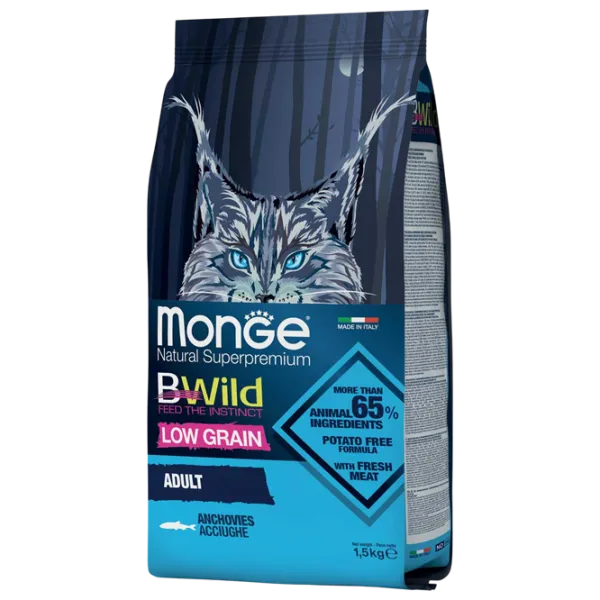 Корм для кошек сухой Monge Bwild M01201 1.5 кг / Анчоусы photo 1 Корм для кошек сухой Monge Bwild M01201 1.5 кг / Анчоусы photo 1