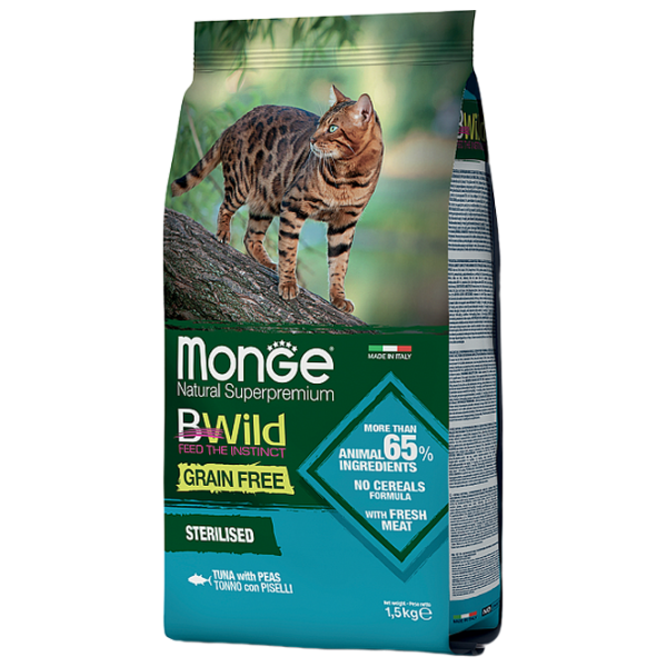 Корм для кошек сухой Monge Bwild M01208 1.5 кг / Тунец, белорыбица photo 1 Корм для кошек сухой Monge Bwild M01208 1.5 кг / Тунец, белорыбица photo 1