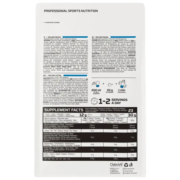 Протеин OstroVit 100% WHEY PROTEIN 700 г (5903933910826) порошок/ Банан photo 3