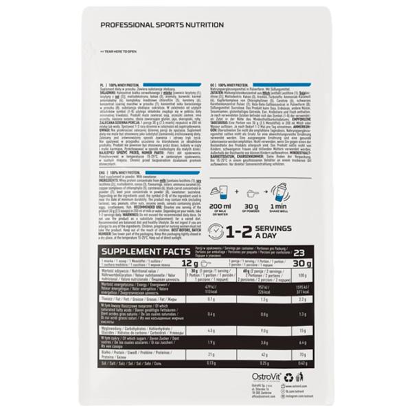 Протеин OstroVit 100% WHEY PROTEIN 700 г (5903933910826) порошок/ Банан photo 3