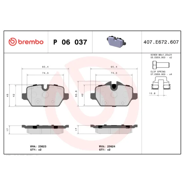 Тормозные колодки Brembo P 06 037 Задние photo 4 Тормозные колодки Brembo P 06 037 Задние photo 4