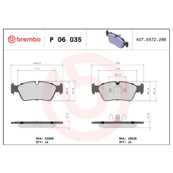 Тормозные колодки Brembo P 06 035 Передние photo 4 Тормозные колодки Brembo P 06 035 Передние photo 4
