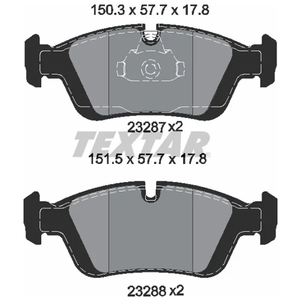 Тормозные колодки Textar 2328702 Передние/ Дисковые photo 2 Тормозные колодки Textar 2328702 Передние/ Дисковые photo 2