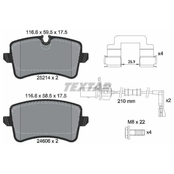 Тормозные колодки Textar 2521403 Задние/ Дисковые photo 2