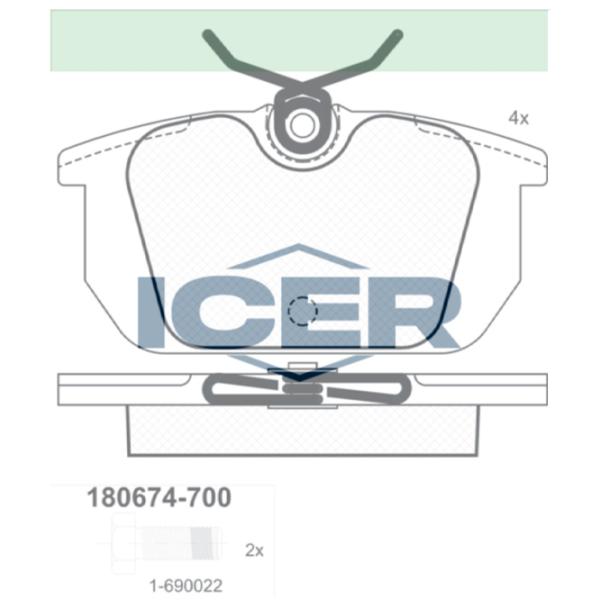 Тормозные колодки Icer 180674-700 Задние/ Дисковые photo 1 Тормозные колодки Icer 180674-700 Задние/ Дисковые photo 1