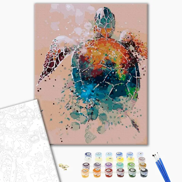 Pictură pe numere BrushMe Broască țestoasă GX30991 50 x 40 cm/ Verticală photo 3