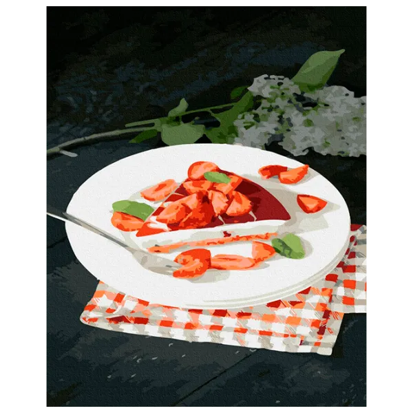 Pictură pe numere BrushMe Cheesecake din căpșuni GX22640 50 x 40 cm/ Verticală photo 1