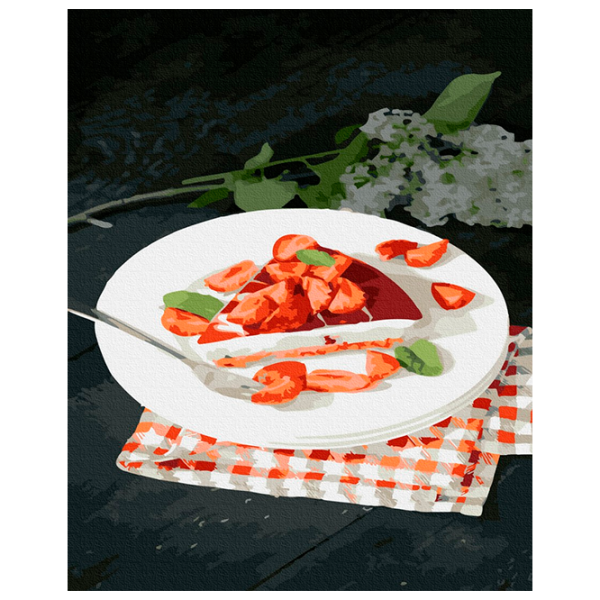 Pictură pe numere BrushMe Cheesecake din căpșuni GX22640 50 x 40 cm/ Verticală photo 1