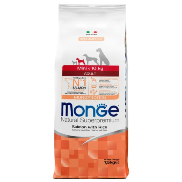 Hrană pentru câini uscată Monge Natural M01158 7.5 kg / Orez, somon photo 1 Hrană pentru câini uscată Monge Natural M01158 7.5 kg / Orez, somon photo 1