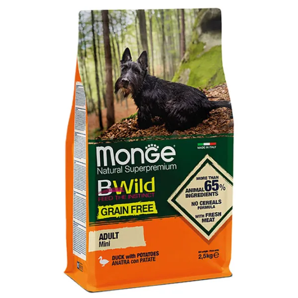 Hrană pentru câini uscată Monge BWILD Grain Free M00475 2.5 kg / Rață, legume photo 1 Hrană pentru câini uscată Monge BWILD Grain Free M00475 2.5 kg / Rață, legume photo 1