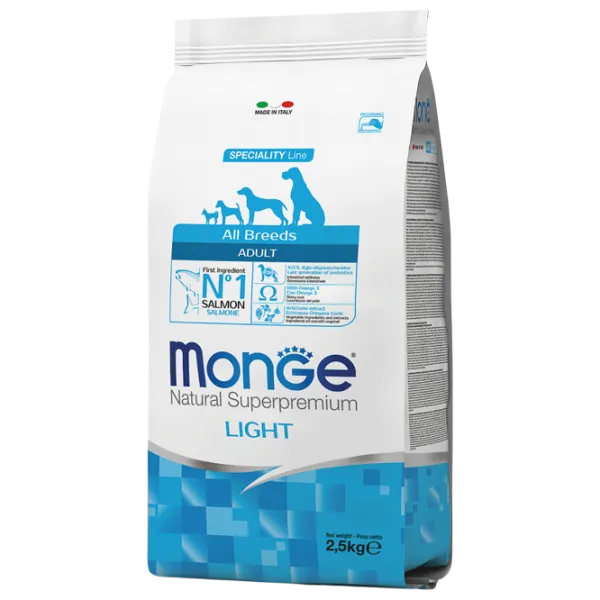Hrană pentru câini uscată Monge Natural Light M01122 2.8 kg / Orez, somon photo 1