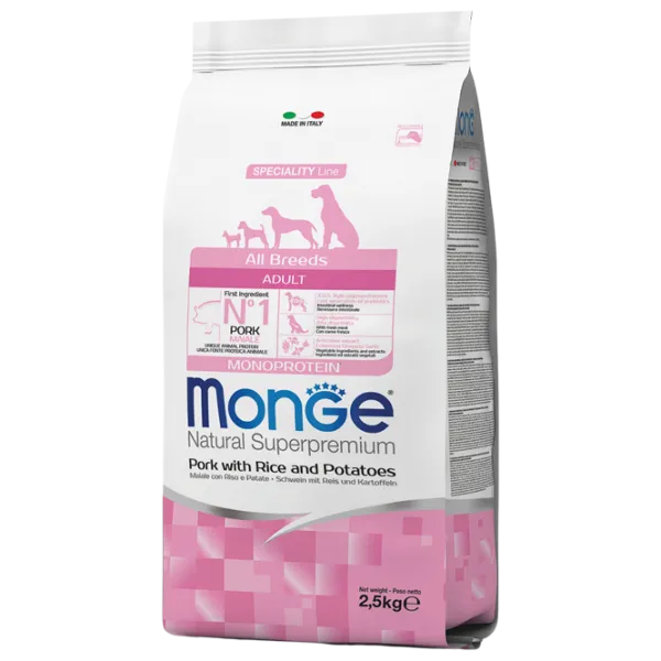 Hrană pentru câini uscată Monge Natural Light M01110 2.5 kg / Porc, orez photo 1 Hrană pentru câini uscată Monge Natural Light M01110 2.5 kg / Porc, orez photo 1
