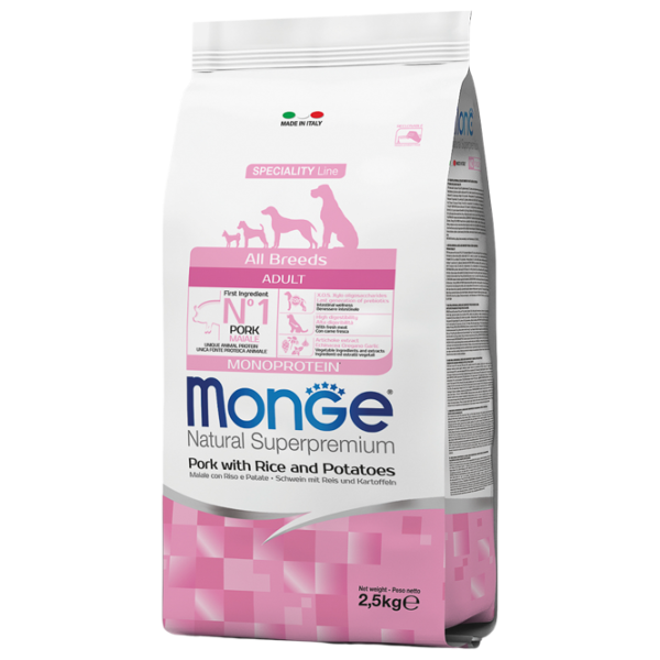 Hrană pentru câini uscată Monge Natural Light M01110 2.5 kg / Porc, orez photo 1 Hrană pentru câini uscată Monge Natural Light M01110 2.5 kg / Porc, orez photo 1