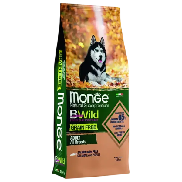 Hrană pentru câini uscată Monge BWILD Grain Free M01211 12 kg / Somon, pește de ocean photo 1 Hrană pentru câini uscată Monge BWILD Grain Free M01211 12 kg / Somon, pește de ocean photo 1